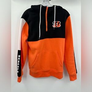 NFL Cincinnati Bengals Colorblock Orange/Black Pullover Hoodie Size Small